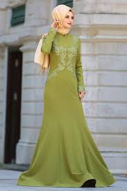 Haki Yesili Tesettur Dantelli Abiye Modelleri The Dress Aksamustu Giysileri Elbise