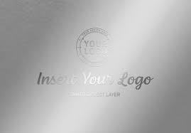 Reflecting Chrome Logo On Metal Plate Mockup Stock Template Adobe Stock