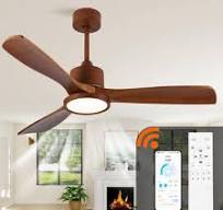 Gloweer Farmhouse Series 52 in. Smart Brown Wood Low Profile 3-Blade  Ceiling Fan with Warm Light LED with Remote Downrod Mount LGF1-114-DJ - The  Home ...