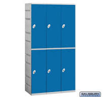 Salsbury 12" Wide Double Tier Plastic Locker - 3 Wide - 6 Feet High - 18  Inches Deep - Blue - Assembled