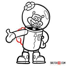 How To Draw Sandy Cheeks | Spongebob - Sketchok Easy Drawing Guides