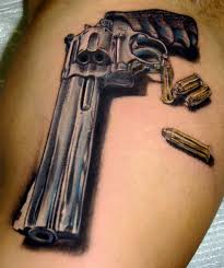 Meaning tattoo bullet is that with its owner to be trifled with, and it is better to avoid conflicts with them.tattoo with bullet pattern is very popular among the military. 40 Awesome Pistol Gun Tattoos Design Ever Made