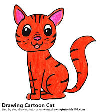 See more ideas about cat drawing, cat art, animal drawings. Cartoon Cute Cat Drawing With Colour Novocom Top