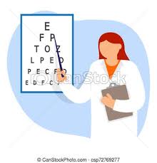 Doctor Oculist Pointing Letters At Eye Chart