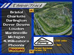 Pocono raceway (formerly pocono international raceway ) is a superspeedway superspeedway ] located in the the_poconos pocono mountains ] of pennsylvania pennsylvania at blakeslee,_pennsylvania blakeslee, pennsylvania. Nascar Track Pack Screenshots For Dos Mobygames