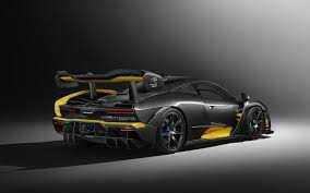 Download Wallpapers Mclaren Senna Carbon Theme Mso 2019 Carbon Hypercar Black Yellow Senna Tuning Rear View Exterior Supercar Mclaren Besthqwallpapers Super Cars Mclaren Geneva Motor Show