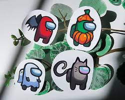 Among Us Halloween Stickers Weatherproof Decal Among Us Game Etsy In 2020 Halloween Stickers Halloween Stencils Print Stickers