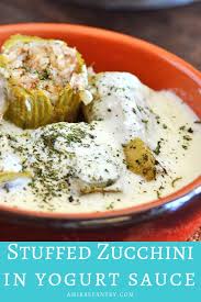 Stuffed Zucchini In Yogurt Sauce Recipe Ground Beef Stews Zucchini Middle Eastern Recipes