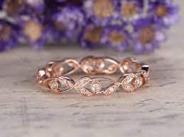 These are great as individual bands but also look fantastic when they are Amazon Com Antique Wedding Band Solid 14k Rose Gold Natural Diamond Engagement Ring Floral Flower Leaf Vintage Stacking Ring Full Eternity Bridal Set Anniversary Gift Retro Jewelry Handmade