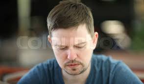 Exhausted Sleepy Male Yawning Facial Portrait. Bored Disheve