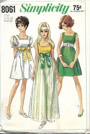 Simplicity 8061 Misses Empire Waist Dress With Square Neckline Sewing Pattern Size 12 Bust 34 Uncut Vintage Sewing Patterns Vintage Patterns Vintage Sewing