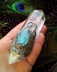 Luna Blue S Silver Filigree Crystal Energy Wand Sea Blue Etsy Stones And Crystals Crystal Wand Gemstones