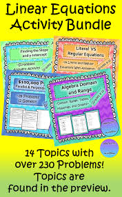 This Bundle Contains 14 Different Topics Including Graphing Linear Inequalities A Linear Equations Activity High School Math Activities Inequalities Activities