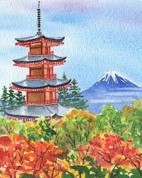 Watercolor is beloved for its soft, dreamy look. Japanese Pagoda Watercolor Painting Painting By Irina Sztukowski