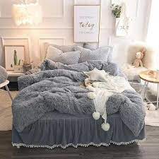 Black Friday Sale Luxury 4 Piece Faux Fur Bedding Set Bedding Sets Fluffy Bedding Bed Linens Luxury