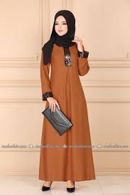 Modaselvim Elbise Pul Payet Detayli Tesettur Elbise Pl923 Taba