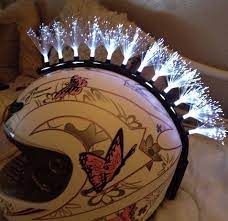 White Fiber Optic Helmet Mohawk Fiber Optic Motorcycle Helmet Accessories Mohawk