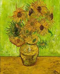 Sunflowers In A Vase Still Life Oil Painting Homage To Vincent Van Gogh Still Life Oil Painting Van Gogh Famous Art