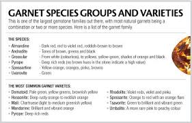 Garnet Species Chart Infographic The Varieties Of Garnets
