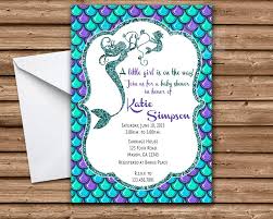 Glitter Mermaid Baby Shower Invitations Girl Party Print Express