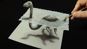 Just for fun, kids can follow along with our step by step tutorial and learn how to draw the loch ness monster! 3d Trick Art On Paper Real Loch Ness Monster New Viewpoint Youtube