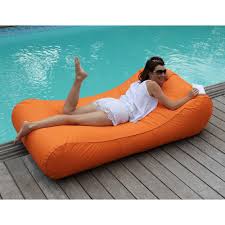 Grand Pouf Piscine Orange Sitinpool Wave Confortable Et Resistant