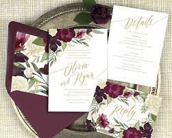 Burgundy Floral Wedding Invitations Burgundy And Gold In 2020 Floral Wedding Invitations Fall Wedding Invitations Winter Wedding Invitations