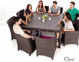 Nico Square Patio Dining Table For 8 With Wood Top