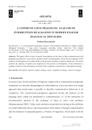 Pdf A Communicative Pragmatic Analysis Of Interruption Realisation In Modern English Dialogical Discourse