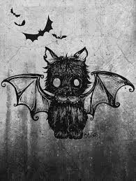 Lil Black Bat Cat Art Halloween Art Drawings