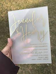 Frosted Acrylic Invitation Acrylic Wedding Invitations Gold Wedding Invitations Calligraphy Wedding Invitation