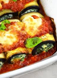 Eggplant Rollatini With Spinach And Ricotta Inside The Rustic Kitchen Recipe Eggplant Dishes Veggie Dishes Vegetarian Dishes