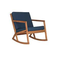 safavieh vernon rocking chair natural navy in 2021 outdoor rocking chairs patio rocking chairs wood rocking chair