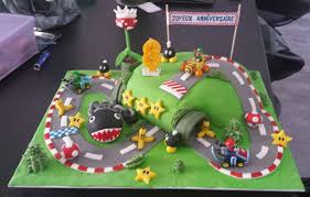 Gateau Anniversaire Garcon En Circuit De Voiture Mario Kart Gateau Mario Gateau Mario Kart Anniversaire Super Mario