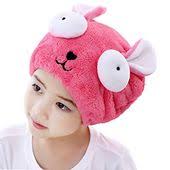 Hair Accessories Hair Drying Towel For Kids Girls Cute Cartoon Rabbit Ultra Absorbent Coral Velvet Children Dry Hair Hair Towel Shower Cap Embroidered Towels