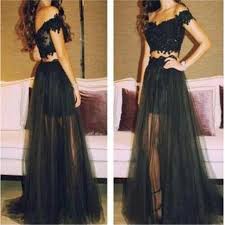 2 Piece Prom Dresses For Black Girls Black Prom Dresses Off Shoulder Prom Dresses Tulle Long Prom Dresses Two Pieces Prom Dresses Pa Black Lace Prom Dress Long Prom Gowns Cap Sleeve Prom Dress