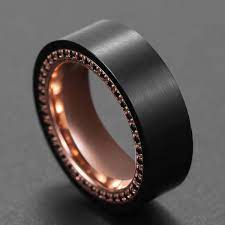 King Will Edge Men S Ring In Black And Rose Gold Mens Wedding Rings Rings For Men Wedding Rings