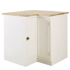 La référence pour la cuisine équipée ! Meuble Bas D Angle De Cuisine En Manguier Massif Blanc Cezanne Maisons Du Monde