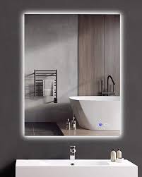 H frameless rectangular led light bathroom vanity mirror Amazon Com Keonjinn 36 X 28 Backlit Bathroom Mirror Wall Mounted Anti Fog Makeup Mirror With Led L Led Mirror Bathroom Bathroom Mirror Mirror With Led Lights