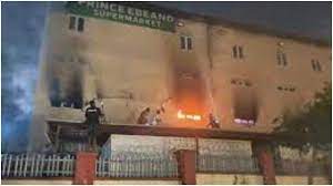 A popular retail store, prince ebeano supermarket, lokogoma, abuja, is currently on fire. Ebeano Supermarket Abuja Fire Pharmacyboardhtgh