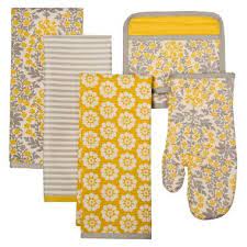 Dwell Mandala 5 Pc Kitchen Textile Set Target Target Kitchen Grey Yellow Kitchen Yellow Kitchen