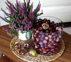 Heidekraut Pflanze Und Vase Mit Kastanien Herbst Dekoration Herbst Dekor Diy Pflanzen