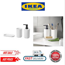 4ps ikea heavy glass bathroom accessories set ebay. Ikea Storavan Bathroom Set Holder 3 In 1 Shopee Malaysia