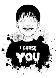 Black And White Anime Boy Scary Curse You Metal Poster Psychodelicia Displate Japanese Horror Junji Ito Anime