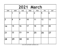 Download printable january calendar 2021 with holidays March 2021 Calendar Template Free Printable Calendar Com
