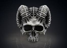 Ring Skull Horned Demon Stl Obj 3d Model For 3d Printing 3d Model Obj Stl 2 Skull 925 Silver Rings Hand Sculpted