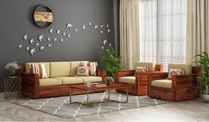 The contemporary design of this furniture adapts in several different settings. Buy Marriott Wooden Sofa Set Honey Finish Online In India Wooden Street