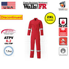 Walls Hme62990v Flame Resistant Hrc2 Atpv 8 2 Coverall Red 7oz Size 40 52 Durasafe Shop