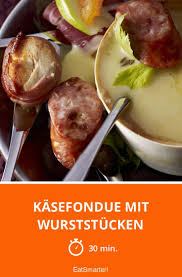 Kasefondue Mit Wurststucken Rezept Kasefondue Zutaten Fondue Wurstchen