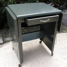 Vintage Cole Steel Typewriter Table Rolling Drawer Drop Leaf Industrial Typing Rolling Drawers Steel Furniture Steel